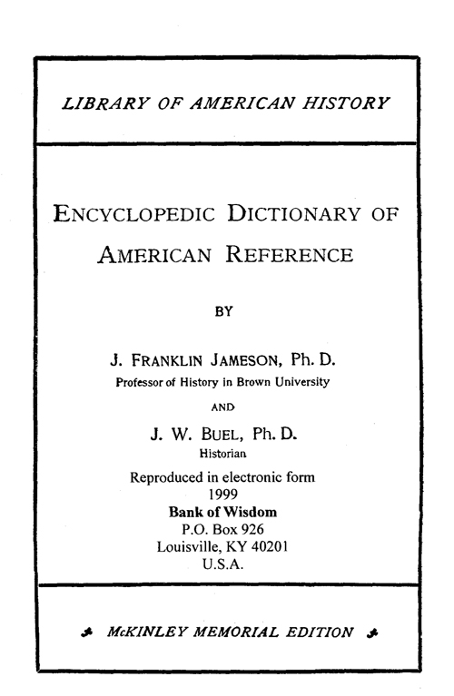 Encyclopedic Dictionary of American Reference, Vol. 1 of 2 Vols.